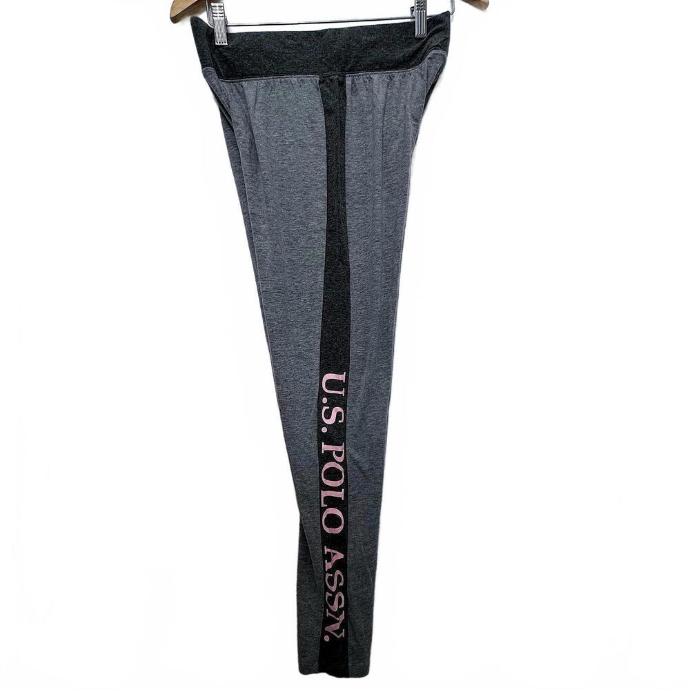U.S. Polo Assn. Women's Gray Leggings with Pink Detail Size M
